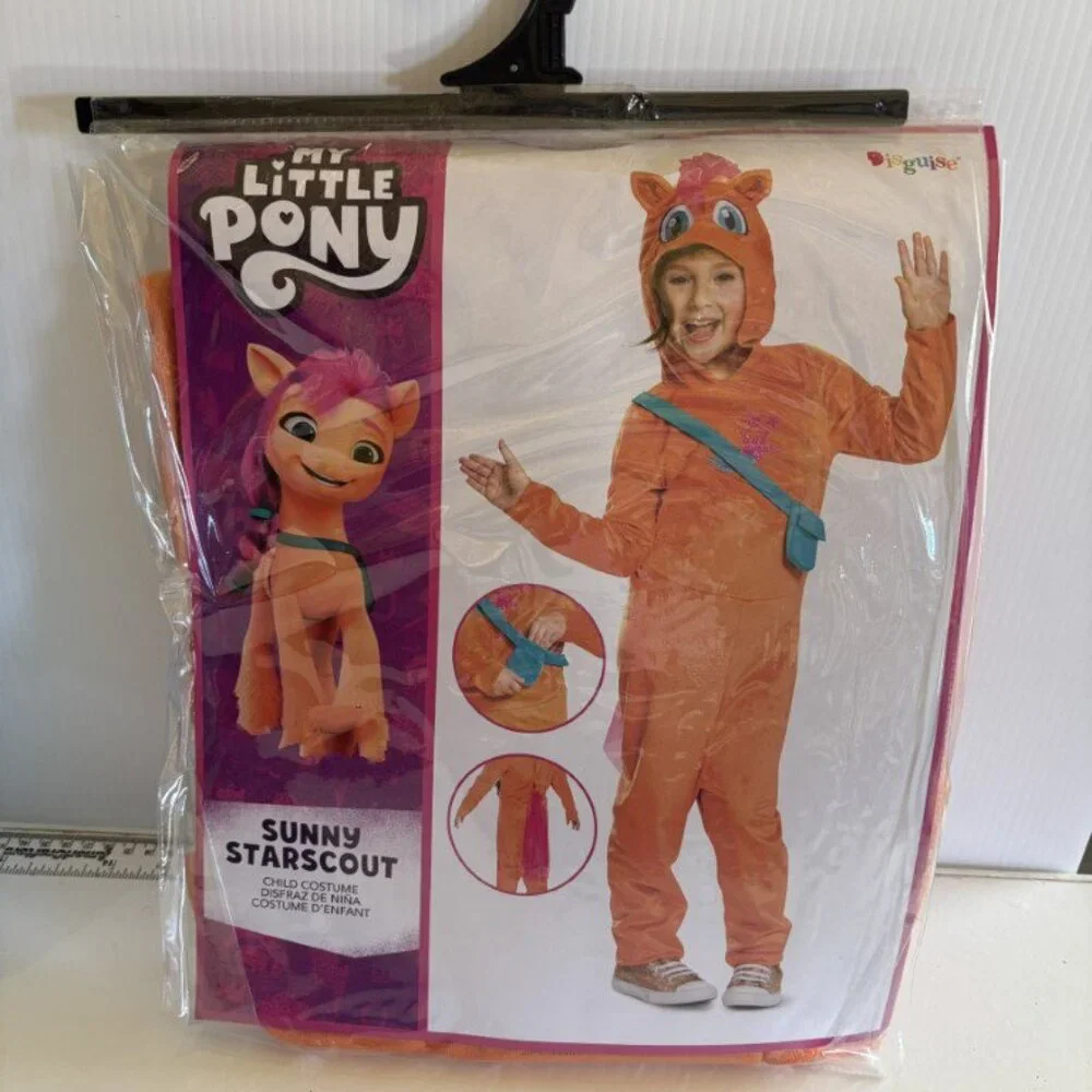 My Little Pony Sunny Halloween Costume 4/6 Hooded Jumpsuit Orange 3 Pc Girls - Picture 3 of 4